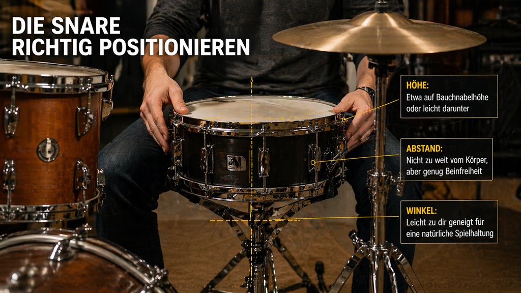 Snaredrum im Drumset richtig positionieren